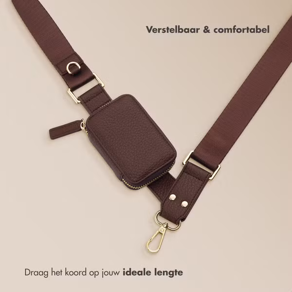 Selencia Telefoonkoord met Klein Tasje - Mocha Brown
