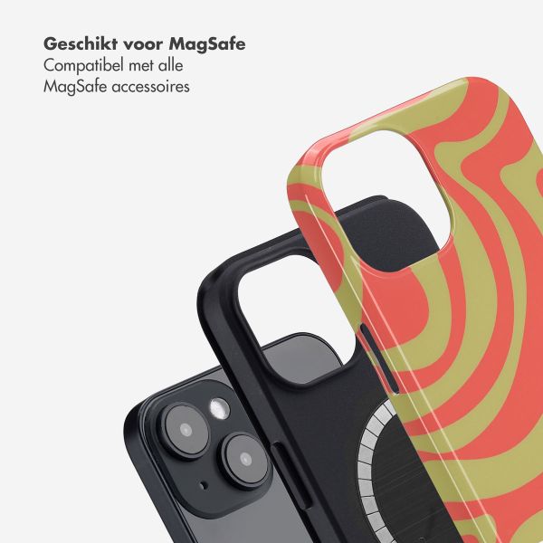 Selencia Vivid Tough Backcover met MagSafe iPhone 14 - Wavy Swirl Orange Fern