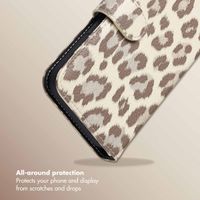 Selencia Sabi Bookcase with Leopard Print Apple iPhone 16 - Soft Ivory