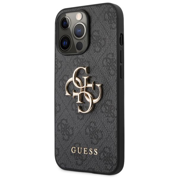 Guess 4G Metal Logo Backcover iPhone 13 Pro - Grijs