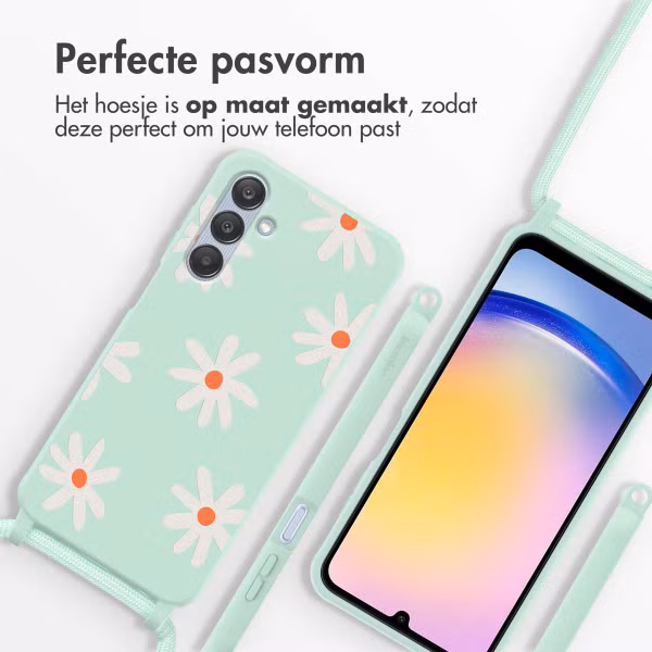imoshion Siliconen design hoesje met koord Samsung Galaxy A25 (5G) - Green Flower Distance