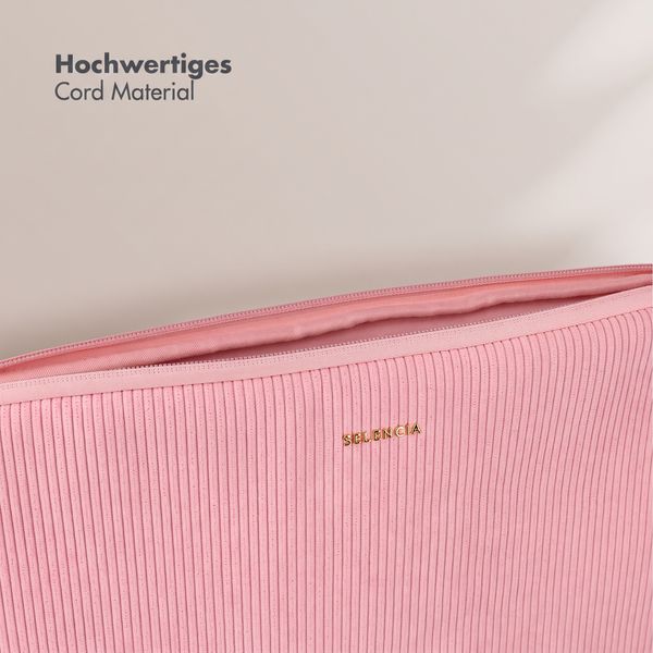 Selencia Corduroy Laptop hoes 15-16 inch - Laptopsleeve - Soft Blush