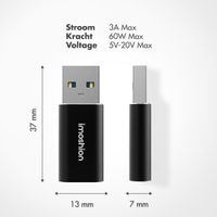 imoshion 2x USB-A 3.1 (male) naar USB-C (female) Adapter - OTG - Zwart