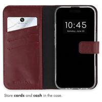 Selencia Genuine Leather Book Case Apple iPhone 16 - Burgundy
