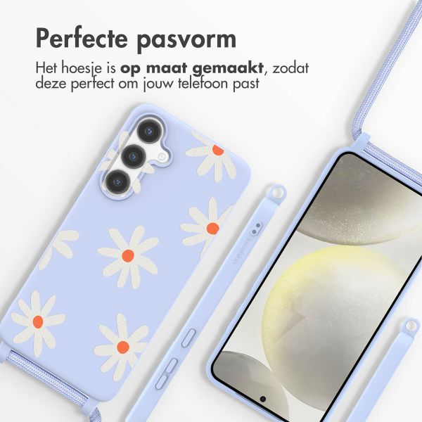 imoshion Siliconen design hoesje met koord Samsung Galaxy S24 Plus - Lila Flower Distance