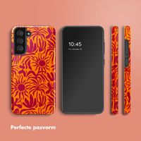 Selencia Vivid Tough Backcover Samsung Galaxy S21 FE - Tropical Vibes Apricot