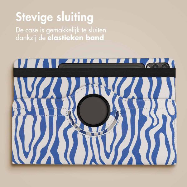 imoshion 360° Draaibare Design Bookcase Samsung Galaxy Tab S10 Plus / Tab S9 FE Plus / Tab S9 Plus - White Blue Stripes