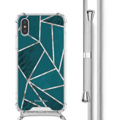 imoshion Design hoesje met koord Apple iPhone X / Xs - Petrol Green Graphic
