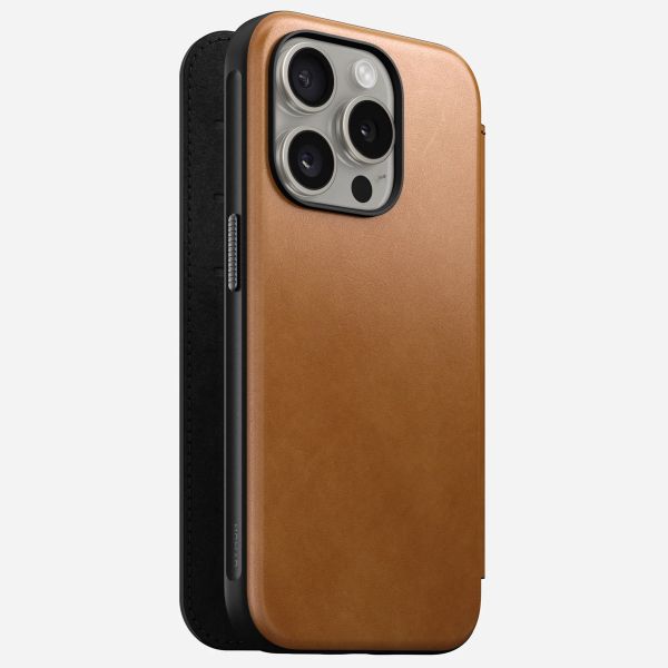 Nomad Modern Leather Folio Bookcase iPhone 15 Pro - English Tan