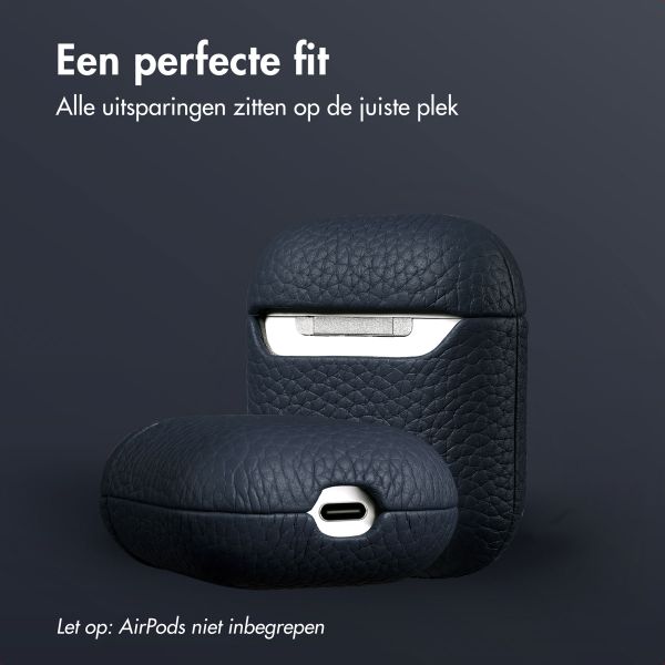 Accezz Echt Leren Case AirPods 1 / 2 - Donkerblauw