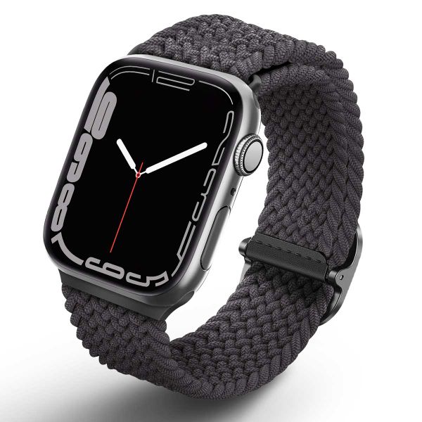 Uniq Aspen Braided bandje Apple Watch Series 1 t/m 10 / SE / Ultra (2) (44/45/46/49 mm) - Granite Grey