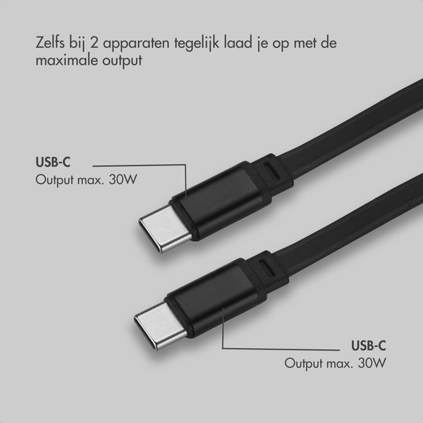 Accezz Autolader met uittrekbare kabels - USB-C / USB-C - 60W - Zwart