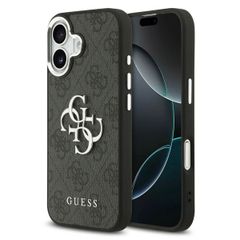 Guess 4G Metal Logo Backcover Apple iPhone 17 - Silver Edge - Black