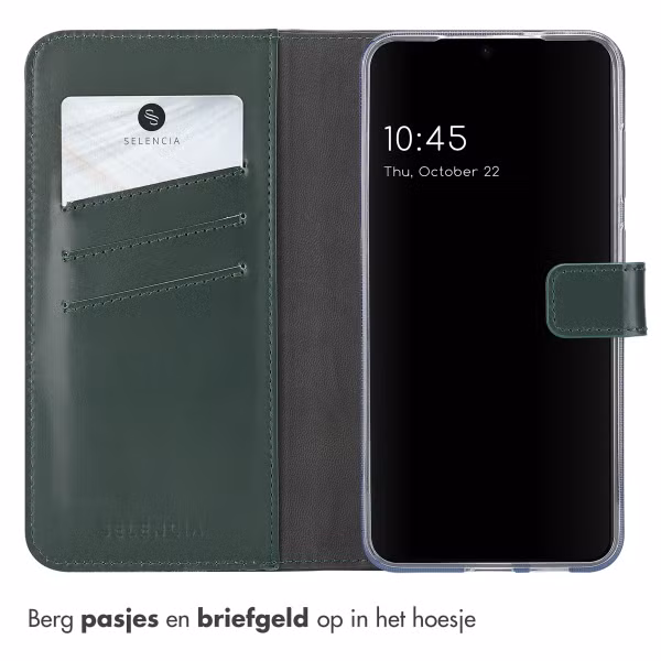 Selencia Echt Leren Bookcase Samsung Galaxy S25 Plus - Groen