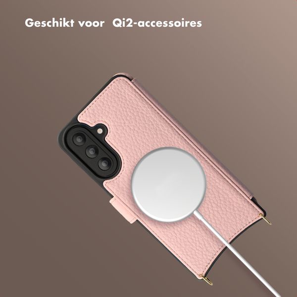 Selencia Riva Bookcase met MagSafe en Koord Samsung Galaxy A57 (5G) - Old Pink