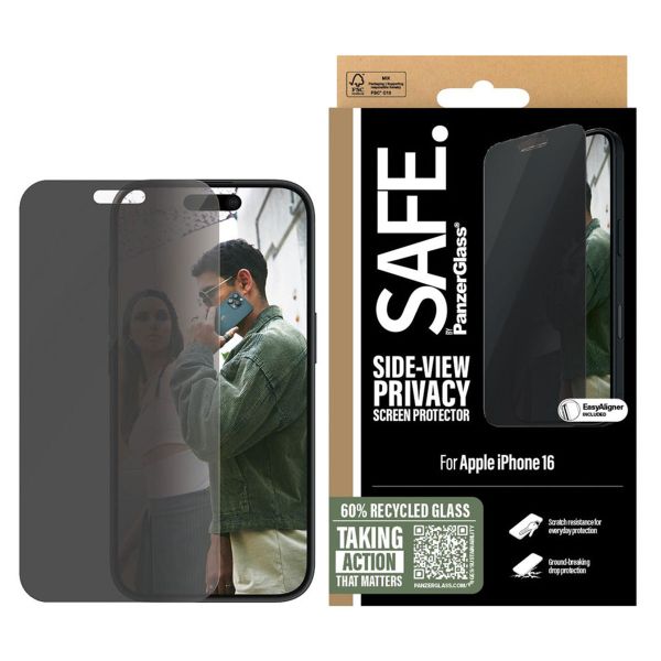 SAFE by PanzerGlass Privacy Screenprotector Ultra Wide Fit met applicator Apple iPhone 16