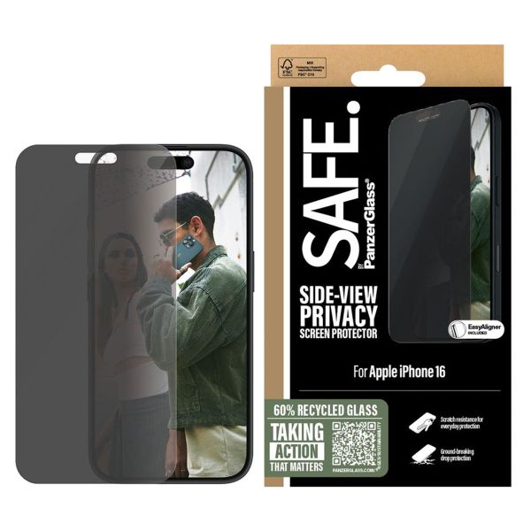 SAFE by PanzerGlass Privacy Screenprotector Ultra Wide Fit met applicator iPhone 16