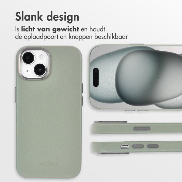 Accezz MagSafe Leather Backcover Apple iPhone 15 - Light Grey