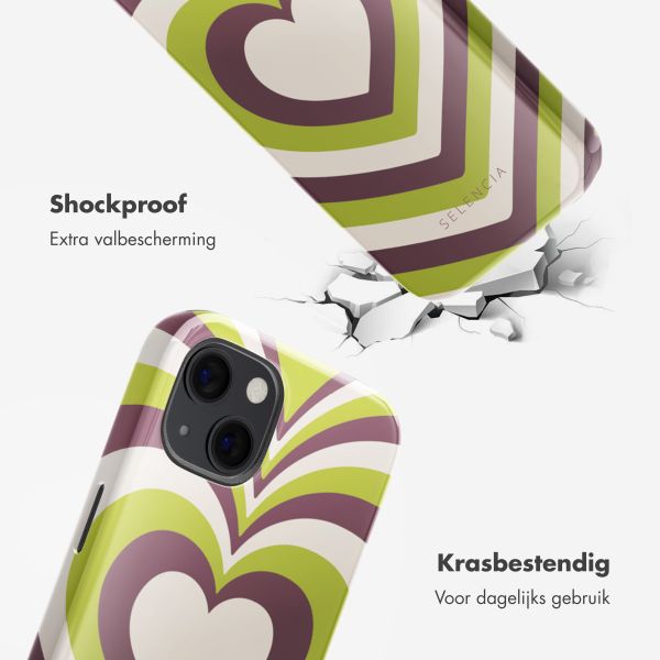 Selencia Vivid Tough Backcover met MagSafe iPhone 13 - Double Hearts Plum Fern