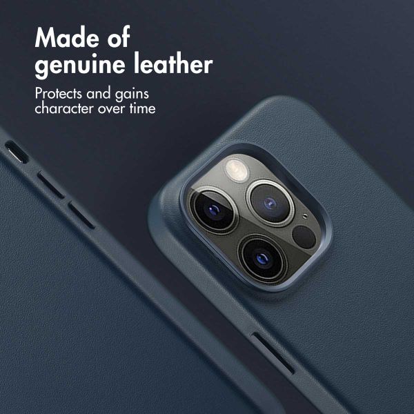 Accezz Leather Back Cover with MagSafe Apple iPhone 14 Pro - Nightfall Blue