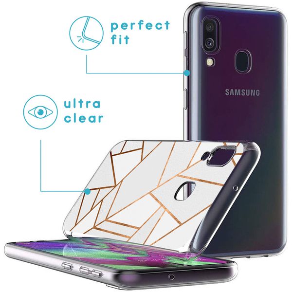 imoshion Design hoesje Samsung Galaxy A40 - Grafisch Koper / Wit