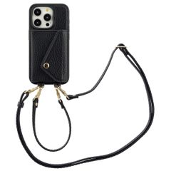 Selencia Sera Phone Case with Cord and Envelope Card Holder Apple iPhone 15 Pro - Black