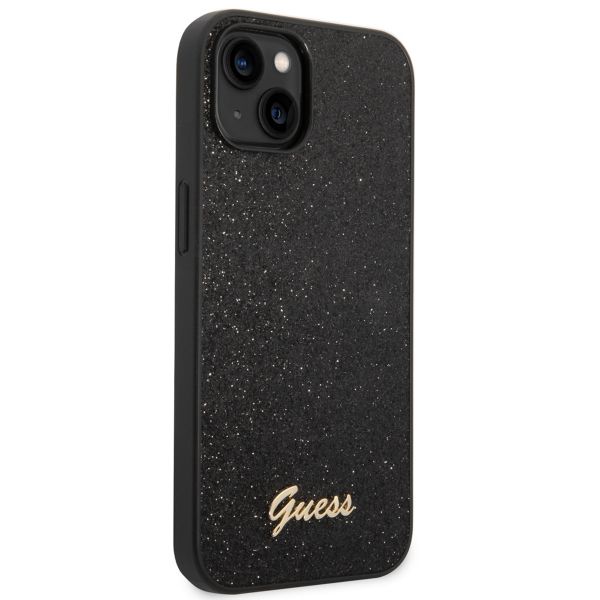 Guess Glitter Flakes Backcover Apple iPhone 14 - Zwart