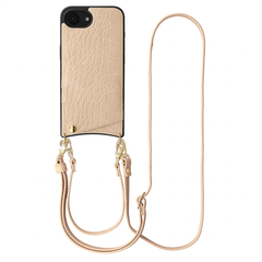 Selencia Nova Croco Phone Case with Cord and Card Holder Apple iPhone 17e / 16e - Beige