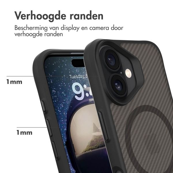 imoshion Rugged Hybrid Carbon Case met MagSafe iPhone 16 - Zwart