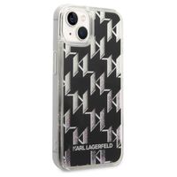 Karl Lagerfeld Liquid Glitter Backcover Monogram iPhone 14 - Zwart