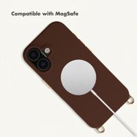 Selencia Rivièra MagSafe Back Cover with detachable hooks Apple iPhone 16 - Choco Brown