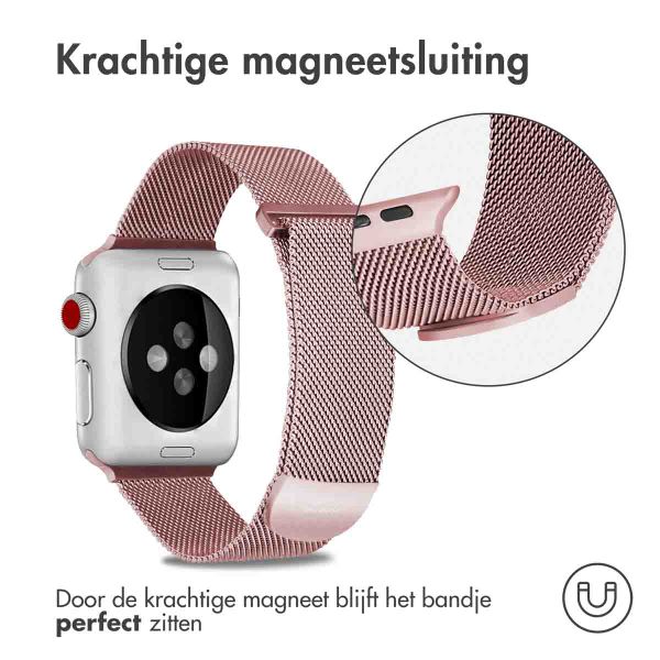 imoshion Milanees magnetisch bandje Apple Watch Series 1 - 9 / SE (38/40/41 mm) | Series 10 / 11 (42 mm) - Maat M - Roze