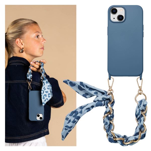 Selencia Backcover met luxe polskoord iPhone 15 - Blauw