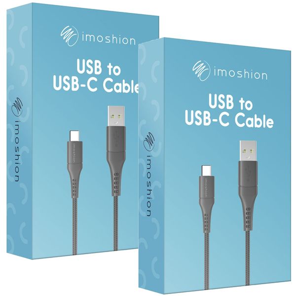 imoshion 2 pack USB-C naar USB kabel - Gevlochten textiel - 3 meter - Zwart