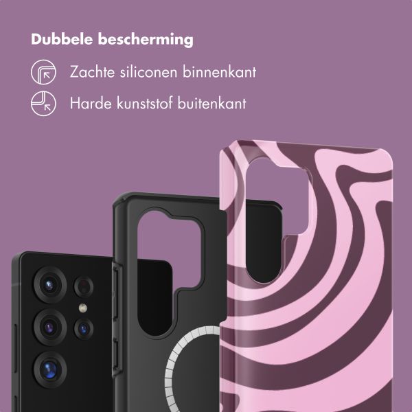 Selencia Vivid Backcover met MagSafe Samsung Galaxy S25 Ultra - Wavy Swirl Pink Plum
