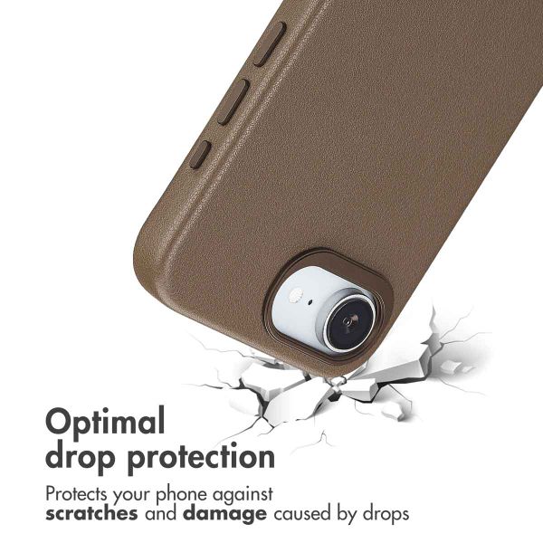 Accezz Leather Back Cover with MagSafe Apple iPhone 17e / 16e - Coffee Brown