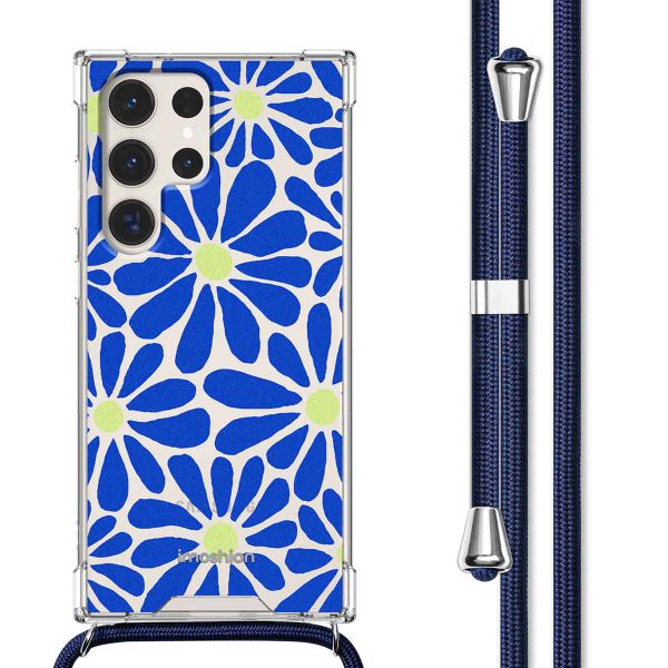 imoshion Design hoesje met koord Samsung Galaxy S23 Ultra - Cobalt Blue Flowers Connect