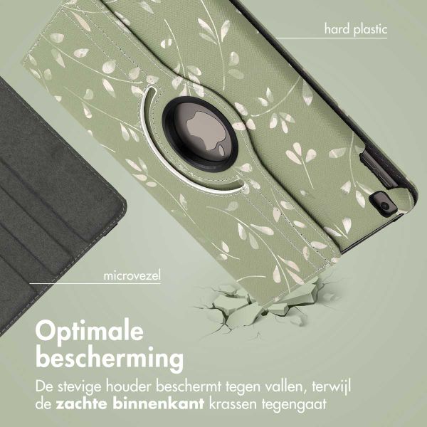 imoshion 360° Draaibare Design Bookcase iPad 9 (2021) / iPad 8 (2020) / iPad 7 (2019) 10.2 inch - Green Flowers