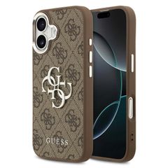 Guess 4G Metal Logo Backcover Apple iPhone 17 - Silver Edge - Brown