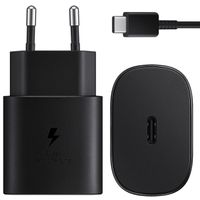Samsung Originele USB-C naar USB-C kabel - 1.8 meter - 25 Watt + Originele Fast Charging Adapter USB-C Oplader - 25 Watt - Zwart