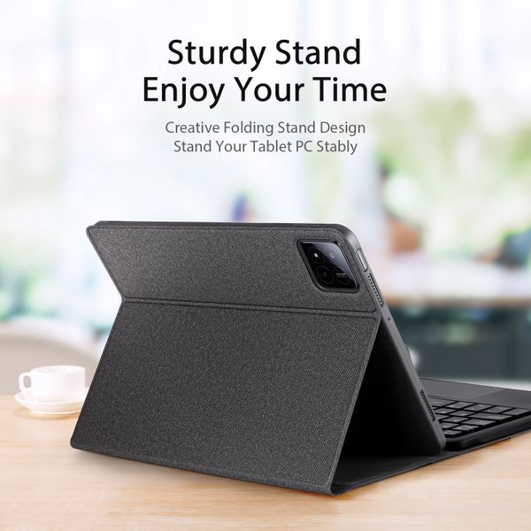 Dux Ducis QWERTY Bluetooth Keyboard Bookcase voor de Xiaomi Pad 7 / 7 Pro - Zwart