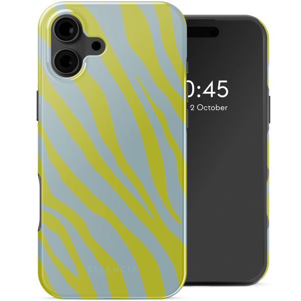 Selencia Vivid Tough Backcover met MagSafe iPhone 16 - Zebra Winter Sky Titanium Yellow