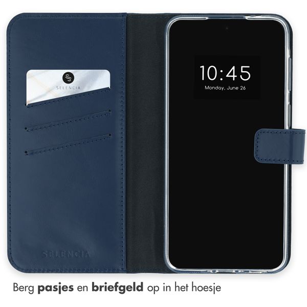 Selencia Echt Leren Bookcase Samsung Galaxy A37 (5G) - Donkerblauw