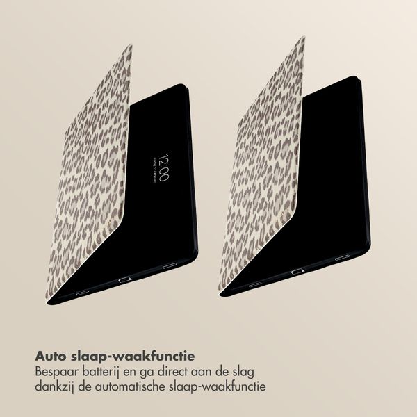 Selencia Sabi Bookcase met panterprint Samsung Galaxy Tab S11 - Soft Ivory