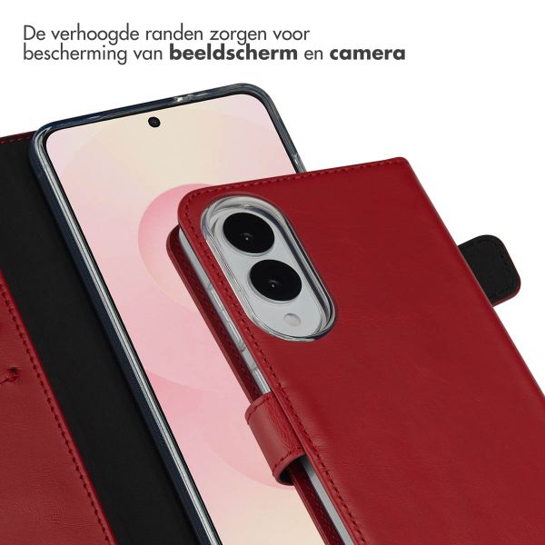 Selencia Echt Leren Bookcase Samsung Galaxy S25 Edge - Rood