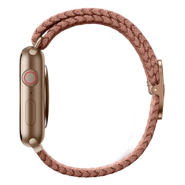 Uniq Aspen Braided bandje Apple Watch Series 1 t/m 9 / SE (38/40/41 mm) | Series 10 / 11 (42 mm) - Grapefruit Pink