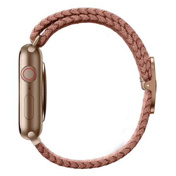 Uniq Aspen Braided bandje Apple Watch Series 1 t/m 9 / SE (38/40/41 mm) | Series 10 (42 mm) - Grapefruit Pink