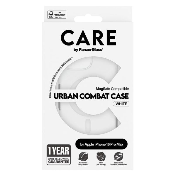 CARE by PanzerGlass Urban Combat Case MagSafe iPhone 16 Pro Max - Transparant / Wit