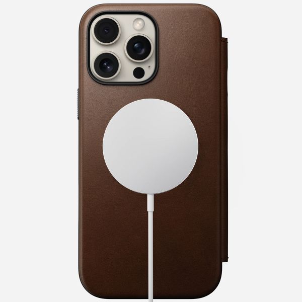 Nomad Modern Leather Folio Bookcase iPhone 16 Pro Max - Brown