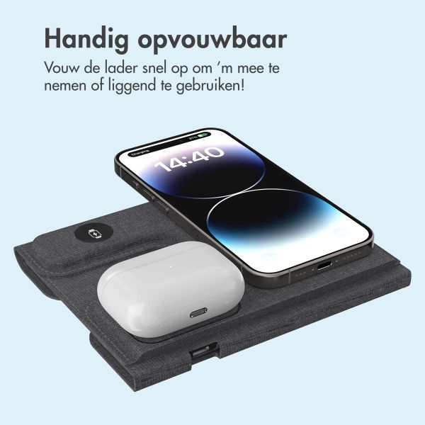 imoshion 3-in-1 Opvouwbare draadloze oplader Apple - iPhone / AirPods / Apple Watch - Grijs